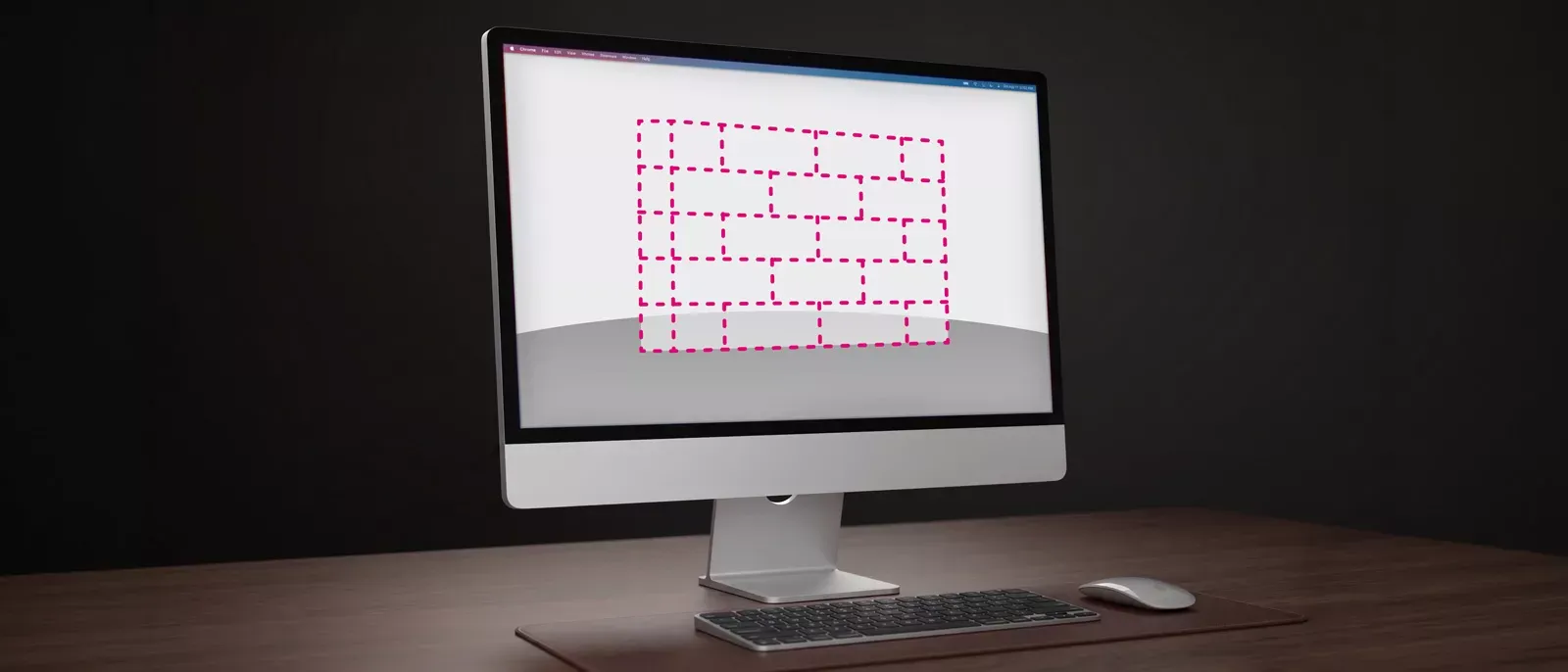 Screen with an image of a dotted line brick wall on it, representing slow speed.